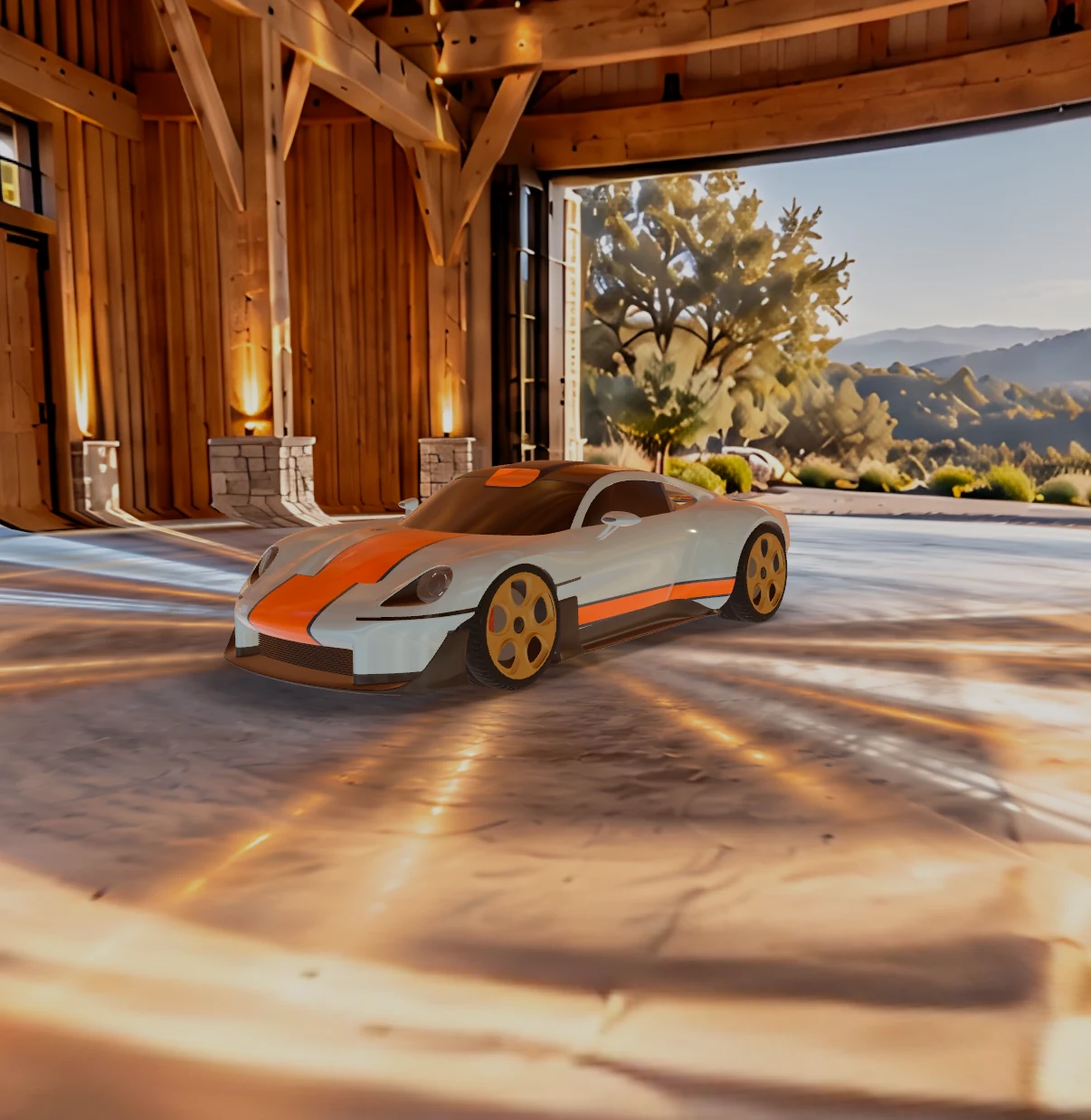 Mission S configured in the Car barn scene